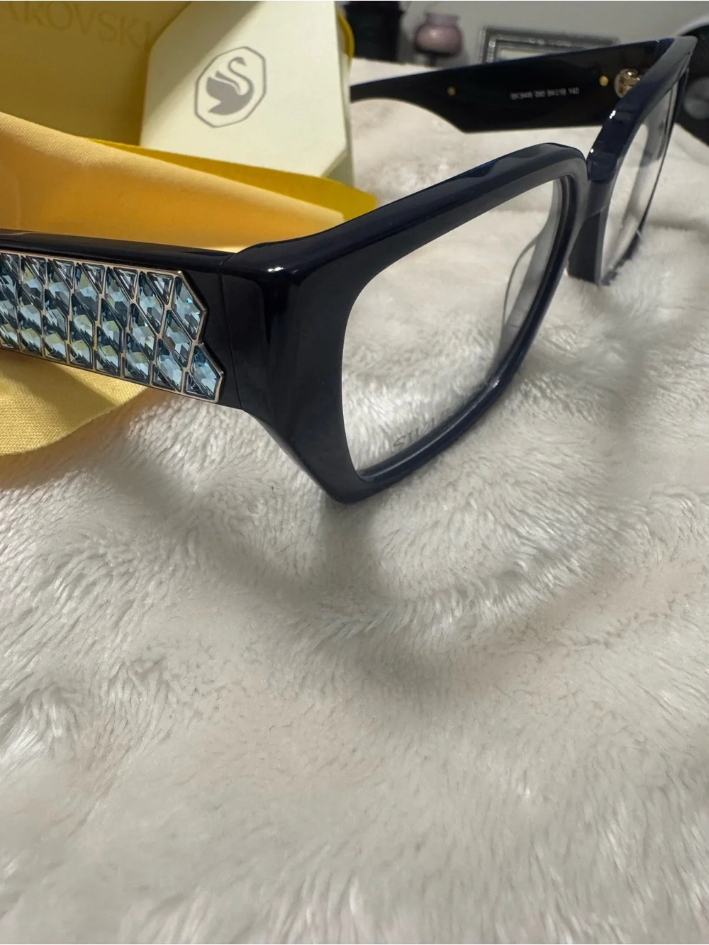 Swarovski Blue Glasses with blue Crystal Pavé Temples